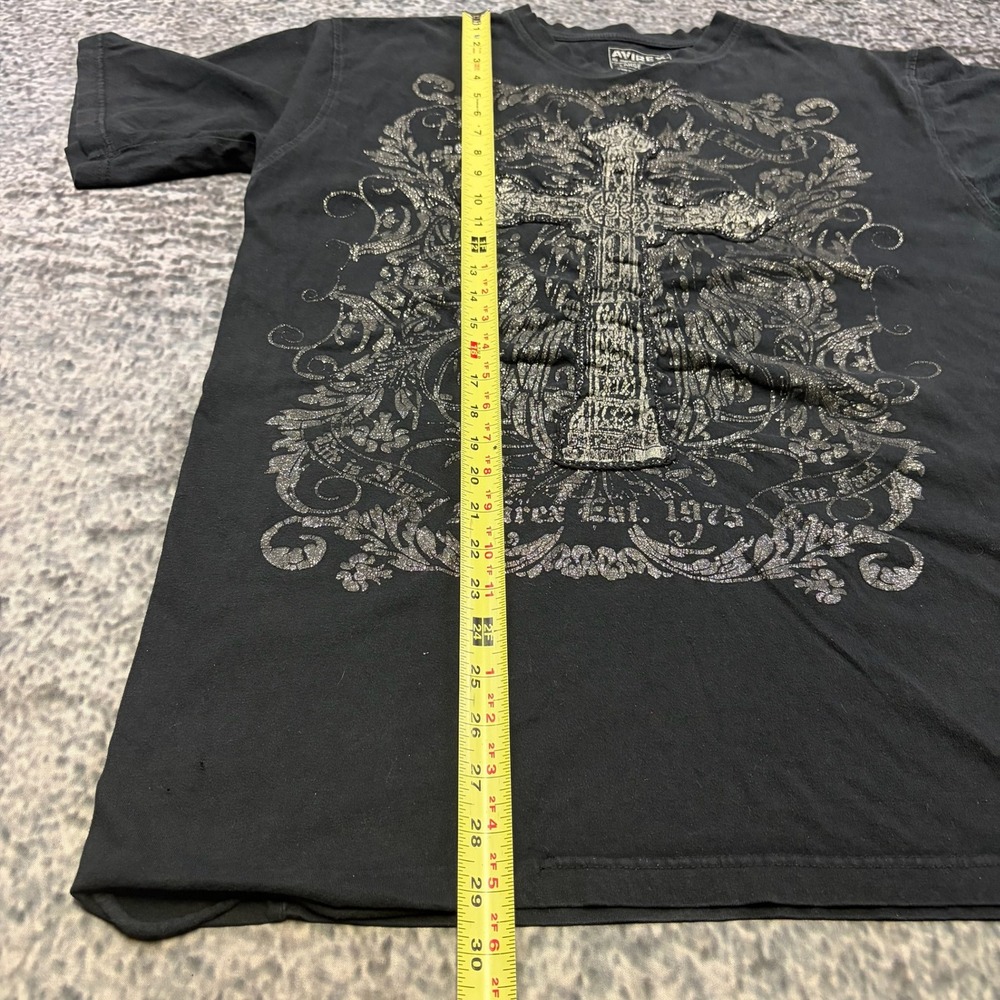 Vintage Avirex T Shirt Mens Large Black Cross Y2K Grunge Goth Skater - Picture 8 of 9